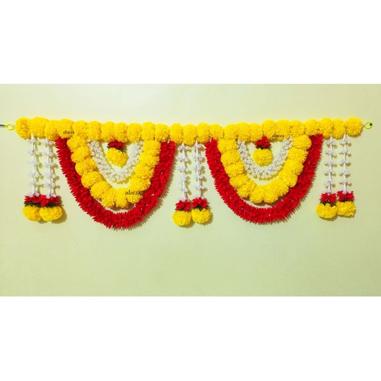 Afarza Artificial Flower Garland Toran for Door Entrance Hanging Marigold Latest Home Decoration-23182-T
